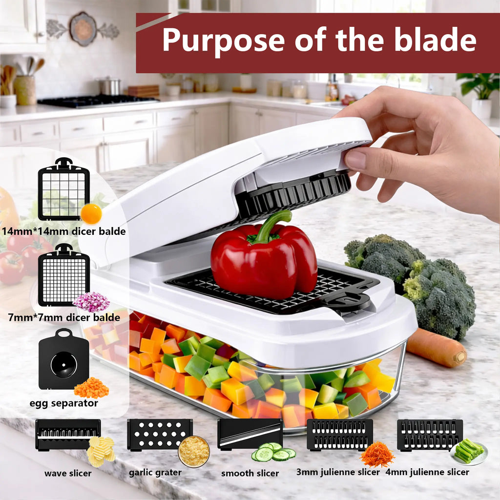 15 In 1 Multi Function Vegetable Chopper with 8 Blades & Storage Container