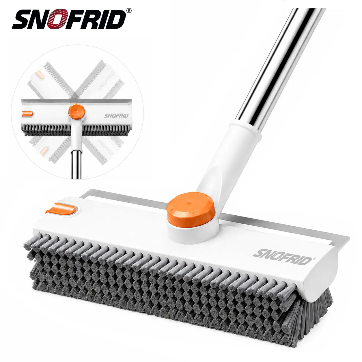 Heavy Duty Floor Cleaning Brush with Long Handle, Scrubber & Scraper