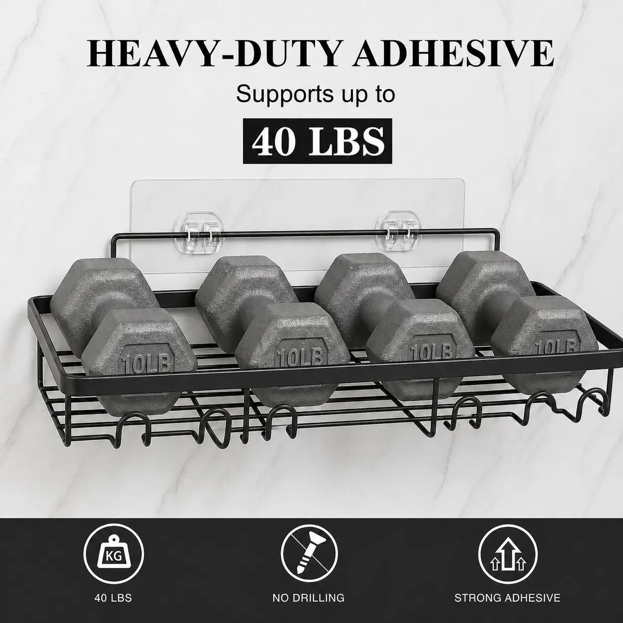6 Pack No Drill Shower Caddy Set with Rust Resistant Bathroom Storage